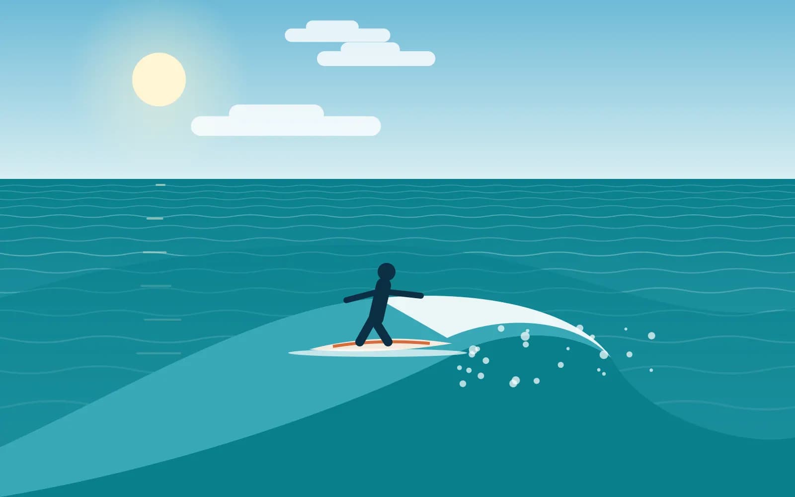 Illustration d’un surfeur sur une vague atlantique au large de la côte d’Essaouira